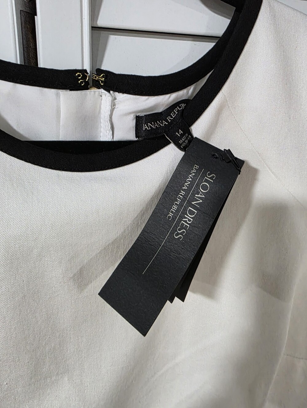 NEW Banana Republic Sloan Black White Color Block Ponte Shift Dress Stretch 14 - Picture 3 of 9